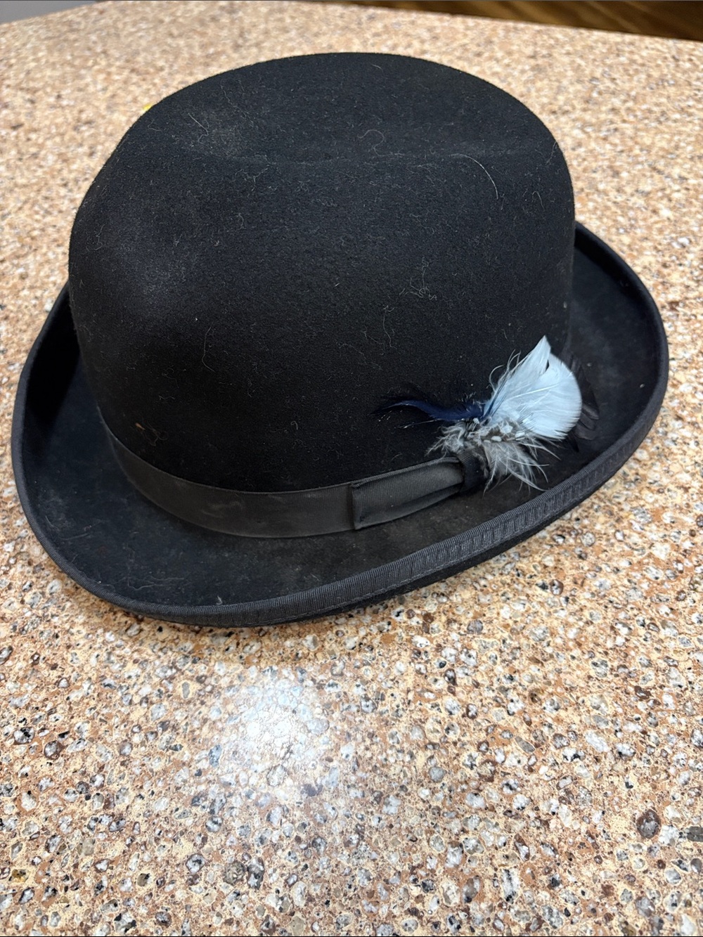 Capas Design JJ Hat Center Black Wool Derby Bowler Hat XL Feather